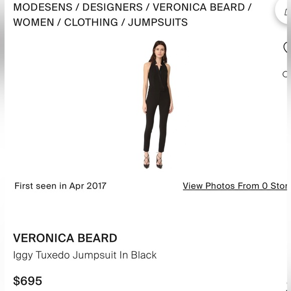 Veronica Beard black sleeveless tuxedo-style jumpsuit, size 4 - Picture 5 of 7